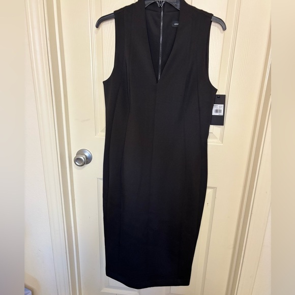 Andrew Marc Black V-Neck Midi Dress - Picture 7 of 10